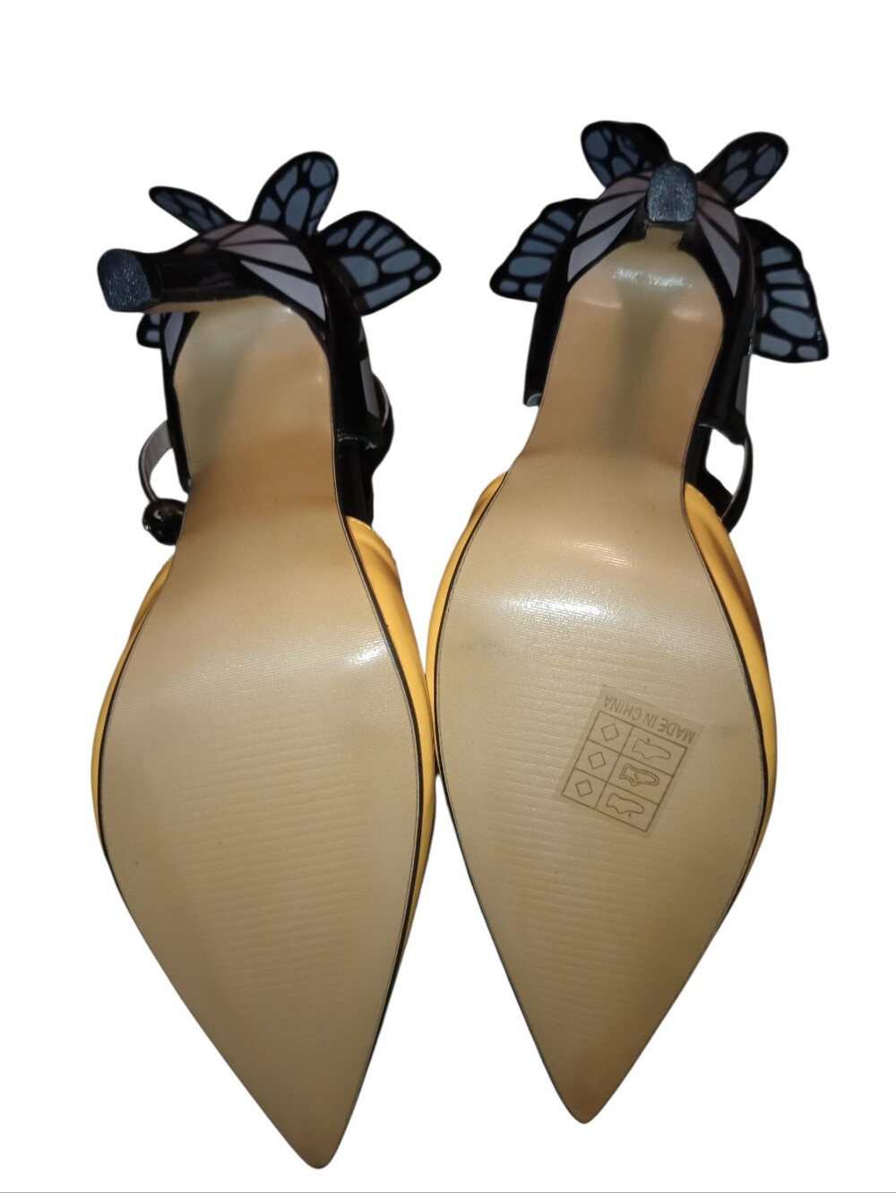 Women’s Yellow Butterfly Ankle-Strap Pointed-Toe Heels,    Unique! Size 8, NWOT - Picture 9 of 9